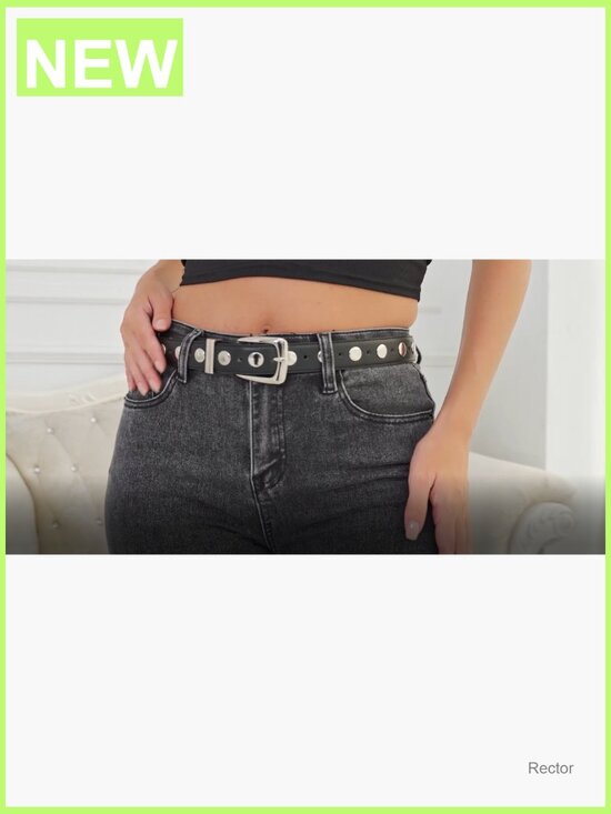 Punk Studded PU Leather Belt with Metal Buckle Versatile Waist Belt main image 6